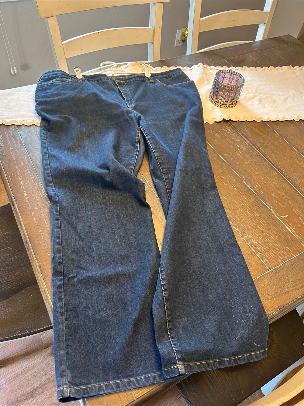 Lands' End Dark Blue Flare Jeans - Wide Leg Denim